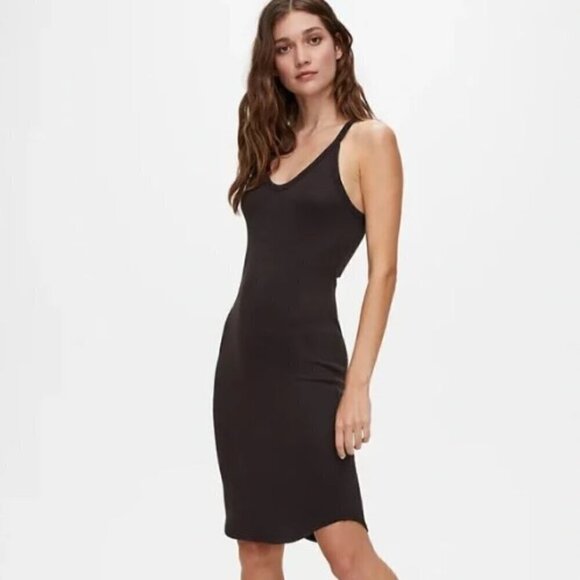 Aritzia Wilfred Free Yasmin Black Sleeveless Open Back Knit Bodycon Dress XXS - Picture 2 of 7